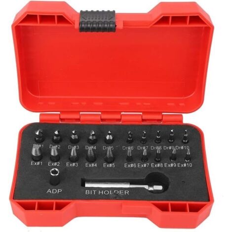 Kit d'extracteur de vis - Ensemble d'outils d'extraction de vis à filetage à gauche 22 pièces Accessoires de quincaillerie durables