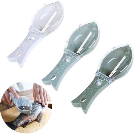 Grattoir à écailles de poisson 3 pièces, grattoir à écailles de poisson en plastique, détartrant à écailles de poisson, écailleur d (1/4)