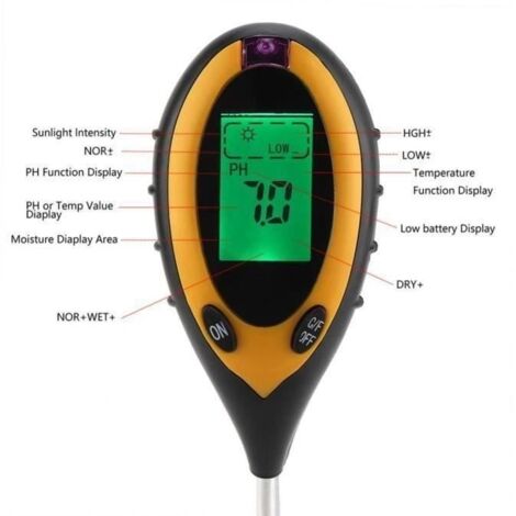4 en 1 LCD Testeur Numérique De Sol Eau Humidification Des Plantes PH Température Lumière De Soleil Aa24612 (1/4)