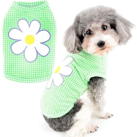 Chemise pour Chien de Petite Taille D'été T-shirt en Coton Doux à Carreaux Vêtement Basique Respirant pour Animal Domestique.S. (1/2)