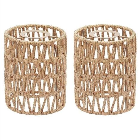 Paquet de 2 Abat-Jour en Rotin Abat-Jour TissS la Main de 59 X 5 Pouces Remplacement pour Lampadaires Suspension PZCC (1/4)