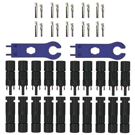 Lot de 6 paires de fiches Mc4 avec 2 clés, fiches solaires 2,5 mm2-6 mm2, IP67 étanche panneau solaire mâle/femelle pour systèmes (1/4)