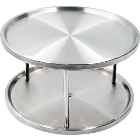 Plateau Tournant INOX 360 Rotatif,Plateau Tournant 2 étages pour épices, Plateau Tournant Placard Cuisine (1/4)