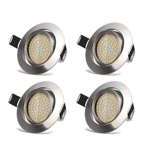 Spots LED Encastrable Orientable 3.5W Ultraslim Plafond Rond Eclairage Encastré Blanc Chaud Trou de Plafond 75-80MM (Lot de 4) (1/4)