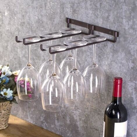 Porte-verres à pied suspendu rangement verres pour dessous d'étagère (1/4)