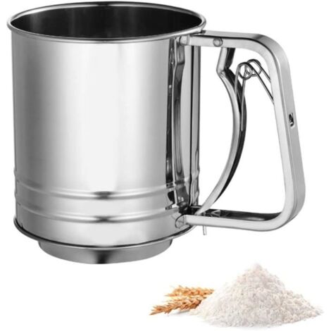 Tamis à farine, agitateur à farine double couche, tasse de cuisson, tamis à mailles fines, tamis à poudre manuel (1/5)