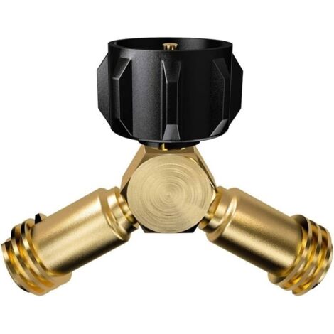 Séparateur en Y pour réservoir de propane, adaptateur de propane, vanne à 2 voies pour une bouteille de gaz GPL de 20 lb reliant 2 (1/5)
