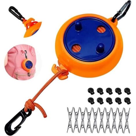 (Multicolore)Corde à Linge Rétractable, Corde à Linge Portable Camping 8m Voyage Vacances Corde à Linge Exterieur Pour Extérieur ou Interie[282] (1/4)