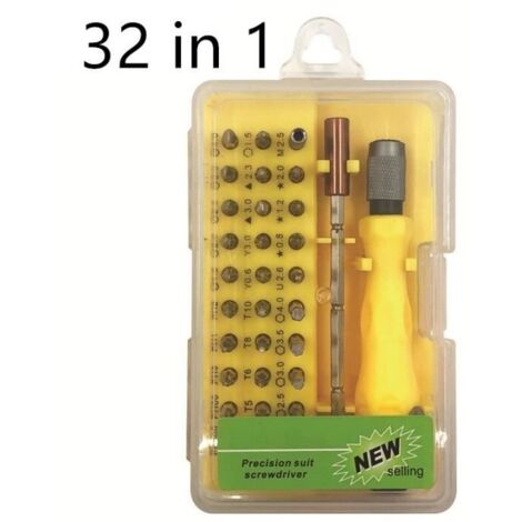 32 in 1 Yellow -Jeu de tournevis de précision 32 en 1,Kit d'embouts de Mini tournevis magnétiques téléphone IPad caméra entretien o (1/4)