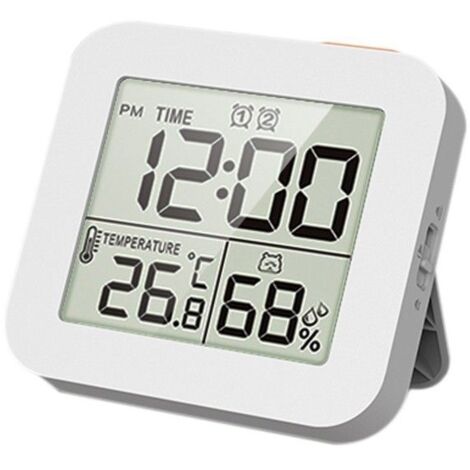(Blanc)Affichage numérique LCD thermo - hygromètre thermo - hygromètre multifonction horloge minuterie cyclique deux ensembles (1/5)