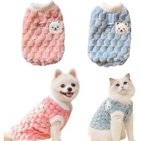 2 Pièces Petit Pull Chien, Manteau Chihuahua en Peluche, Chaud en Hiver Pull pour Chien Chaton, Doux & Confortable Vetement Chien (1/4)