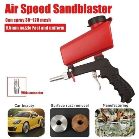 Pistolet de Sablage Pneumatique Gravité Portable débit Réglage Sableuse Décapage (1/4)