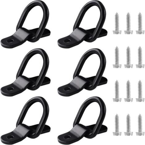 Anneau Arrimage - Noir - 6pcs - 400 kg - Installation Facile - Fer Galvanisé (1/4)