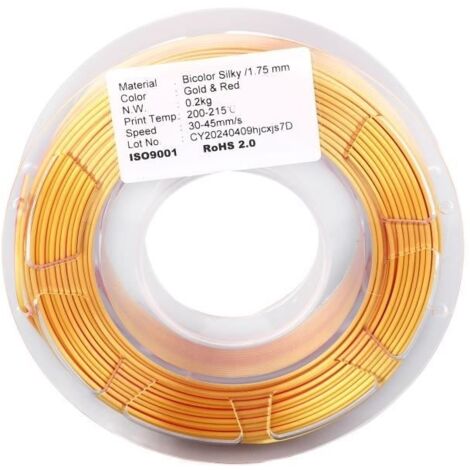 Filament d'impression Lot de filaments PLA de 1,75 mm, couleur or et rouge, double couleur, informatique detachee (1/4)