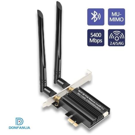(Noir)Carte WiFi 6E PCIe Carte WiFi Pour PC 5400 Mbps Bluetooth 5.2 adaptateur sans fil Bi-bande avec MU-MINO, Compatible Windows 11 (1/4)