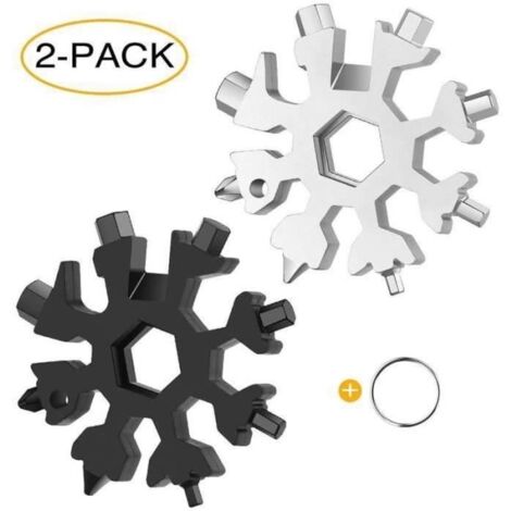 HK10725-Outil multifonction pour flocon de neige 18 en 1 Outil Tout Puissant en acier inoxydable portatif, portatif Porte-clés Tou (1/4)
