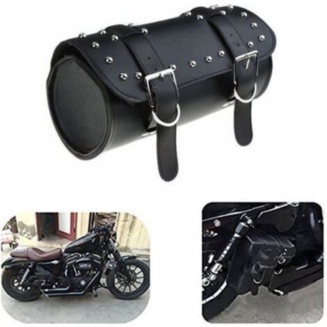 (Noir)Sacoche moto - Harley Davidson - Tonneau - Cuir - 31x13 cm - Universelle