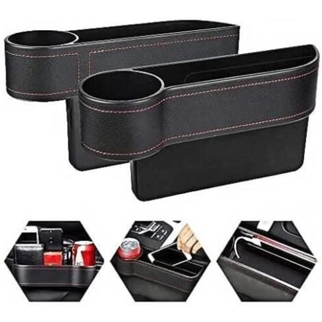 2Pcs Auto Seat Gap Organisateur Boîte de Rangement Boîte de Rangement pour Siège,Poche Latérale avec trou de Chargement USB (1/4)