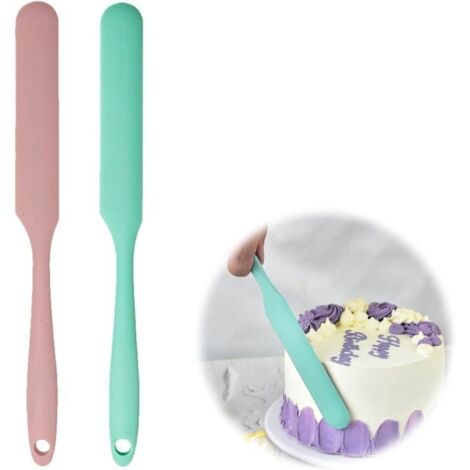 2pcs Spatules en Silicone,Spatules coudées à pâtisserie,Spatules Silicone Résistantes à la Chaleur,Spatule Silicone avec Long (1/4)