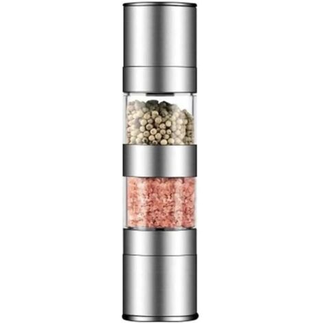 Salières et poivrières Moulin à Poivre 2 en 1, Moulin à sel Manuel en Acier Inoxydable avec Rotor en céramique réglable,Moulin à sel (1/4)
