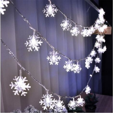 (Blanc)10 mètres 100LED lumières de Noël lampe de flocon de neige (1/4)