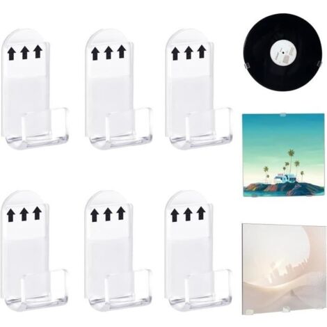 6Pcs Accroche Vinyle Mural,Porte Vinyle Mural,Support D'affichage Mural pour Disque Vinyle sans vis,Support de Disque Vinyle (1/4)