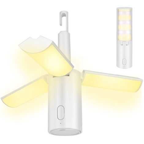 (Blanc)LED Lampe Camping Rechargeable, Portable Pliable Lanterne Camping, 4000 mAh Lampe de Camping Rechargeable, 5 Modes (1/5)