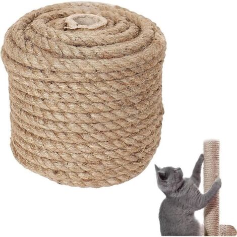 Corde de Jute 10mm x 20m Corde de Sisal Naturel Corde à main courante Cordon de rangement pour remplacer Poteaux de l'arbre à Chat (1/4)