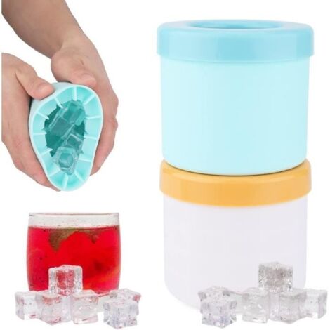 2pcs Moule à Glaçons en Silicone, Moule à Glaçons avec Couvercle Bac à Glaçons Cylindriques Facile à Libérer pour Réfrigérateur (1/4)