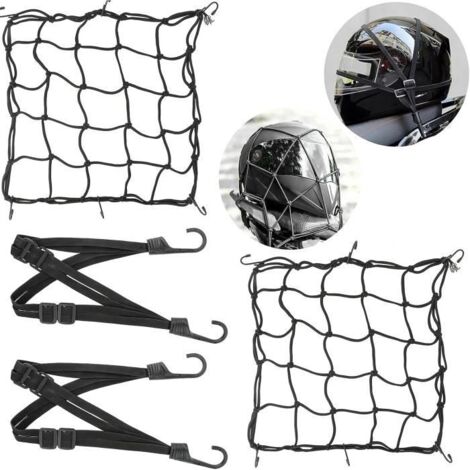 2Pcs Filet à Bagages Araignée Elastique 40X40cm+2Pcs Ceinture de Bagages Elastique 60cm, Filet élastique, Filet de Bagage de Moto (1/4)