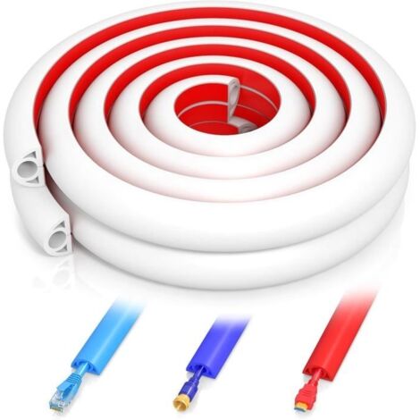Goulotte autocollante en PVC flexible de 4m, montage facile à couper pour tous les câbles, maison, bureau, école, passe-câbles (1/5)