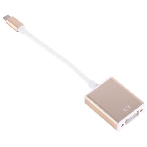 Câble adaptateur USB 3.1 type C réversible vers VGA HDTV avec boîtier aluminium doré (1/4)