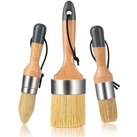 Pinceaux à Craie et à Cire Peinture à la Craie, Peinture au Lait pour Meubles, 1 Grand Pinceau Ovale et 2 Petits Pinceaux Ronds (1/4)