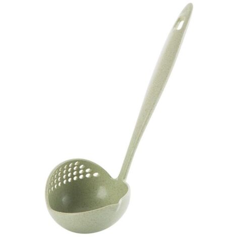 Louche à Soupe De Cuisine 2 En 1 à Long Manche,Filtre Rond Anti-brûlure,Passoire Cuillère écumoire,Cuillère D'égouttage Pour (1/4)