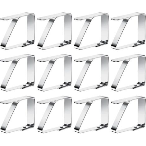 12pcs Pinces à Nappe Acier Inoxydable, Nappe Clips Anti-Glissant, Pinces Nappe de Table Exterieur pour 0-3cm Table de Jardin (1/4)