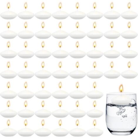 50pcs Bougies Flottantes,Petites Bougies Flottantes,bougie flottante blanche,floating candles,bougies flottantes blanches (1/4)