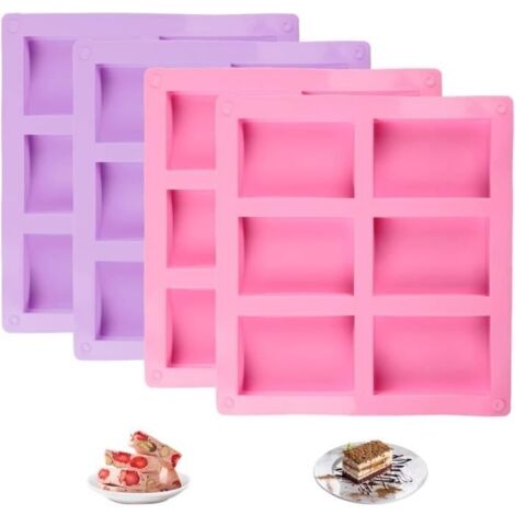 4Pcs Moule à Savon,Moule Silicone Rectangulaire,Moule Pour Savon Rectangulaire 6 Cavités,Silicone Sans Bpa Pour Fabrication De Savon (1/4)