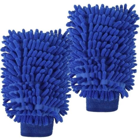 2 gants de toilette à poils longs pour voiture,En microfibre extrêmement douce et absorbante,Élimine facilement la saleté tenace (1/4)