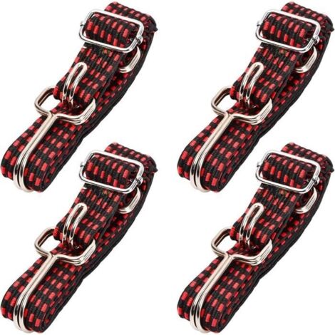 Tendeurs Elastique avec Crochets, 4PCS 1M Sandow Elastique Reglable, Corde à Bagages,Tendeurs Plat,Cordons élastiques pour Transport (1/4)