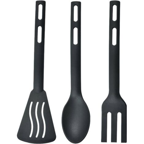 Combo cuillère et spatule en nylon,Ustensiles de cuisine,Outils de cuisson ergonomiques anti-rayures pour pâtisserie et cuisine (1/4)