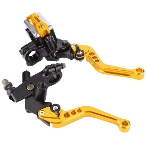 Leviers de maître-cylindre 1 paire 7/8'(22mm) universel moto frein embrayage maître-cylindre réservoir leviers or (1/4)