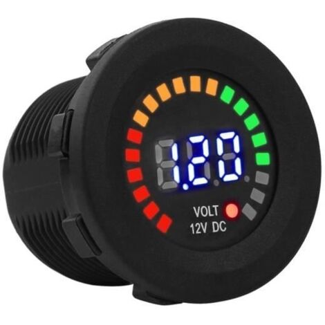 12 V Moto Voltmètre LED Affichage Numérique Étanche Compteur Jauge Noir (1/4)