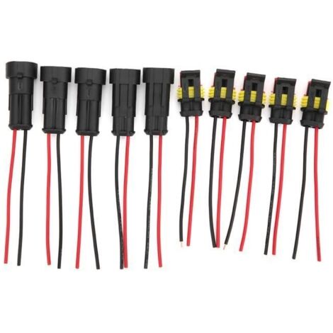 Connecteur étanche pour voiture 1/2/3 broches - Câble de 10cm - Imperméable à l'eau - Durable (1/4)