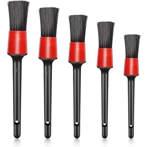 Lot de 5 brosses de Nettoyage de Voiture en Poils de Sanglier Doux pour intérieur ou extérieur, Roues, Tableau de Bord, Cuir, em (1/5)