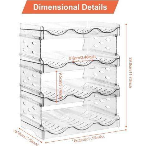 Porte-bouteilles en plastique, rangement pour bouteilles d' eau pour armoire/congélateur (support à vin à 4 niveaux) (1/5)