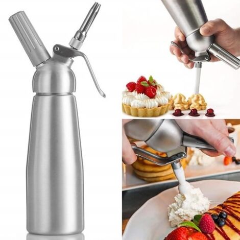 Siphon à Chantilly professionnel - 0,5L - 3 douilles en acier inoxydable - compatible aluminium