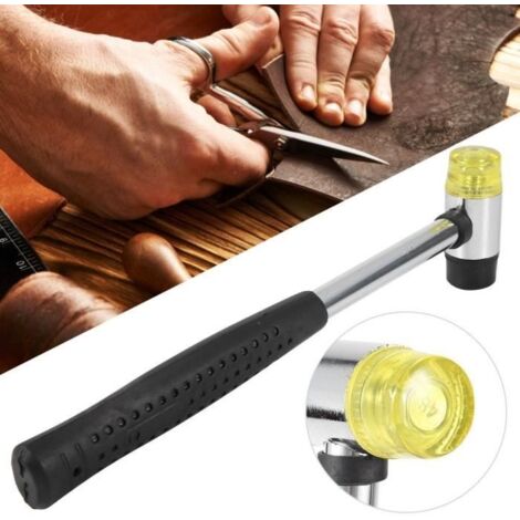 Atyhao maillet en caoutchouc Marteau à tête en caoutchouc détachable à double face Maillet artisanal en cuir avec (1/4)