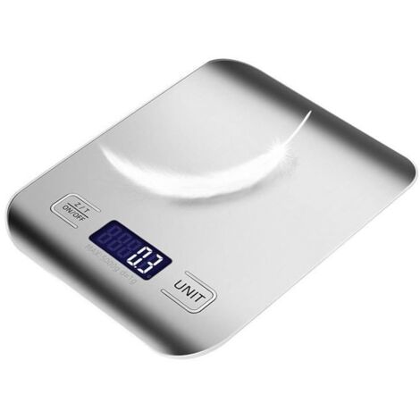 Balance de cuisine multifonctionnelle pour aliments, 11 lb / 5 kg, argent, acier inoxydable (1/5)