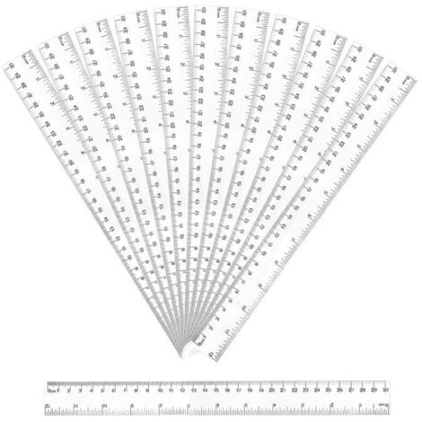 Lot de 12 règles de 30 cm, règle transparente de 12 pouces, règle de papeterie scolaire et de bureau pour étudiants, enseignants (1/5)