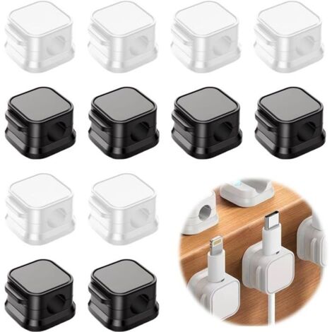 12Pcs Attache Cable Support de Câble Magnétique,Range Cable Bureau,Cacher le Support de Câble de Chargement de Téléphone (1/4)